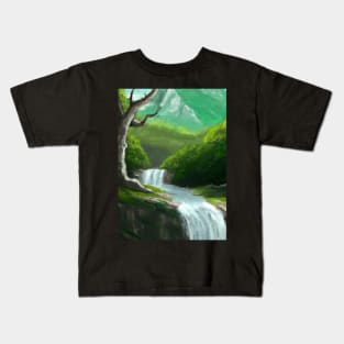 Forest River Waterfall Kids T-Shirt